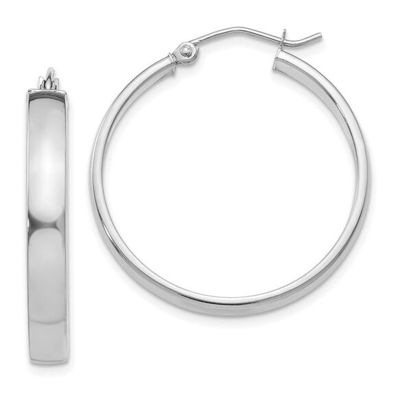 10k White Gold Polished Hoop Earring,All Products : American Fashion Style Bags On Sale
